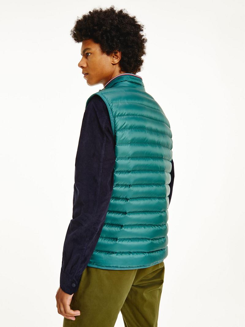 Férfi Tommy Hilfiger Recycled packable vest Kabát Zöld | HU 1201ILH